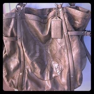 Coach Grey Patent Leather Audrey Andie Tote Bag